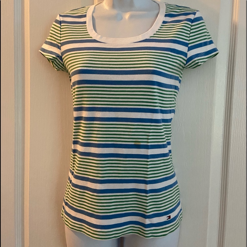 Tommy T-shirt blue and green striped